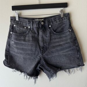 Madewell relaxed mid length denim jean shorts washed black size 27